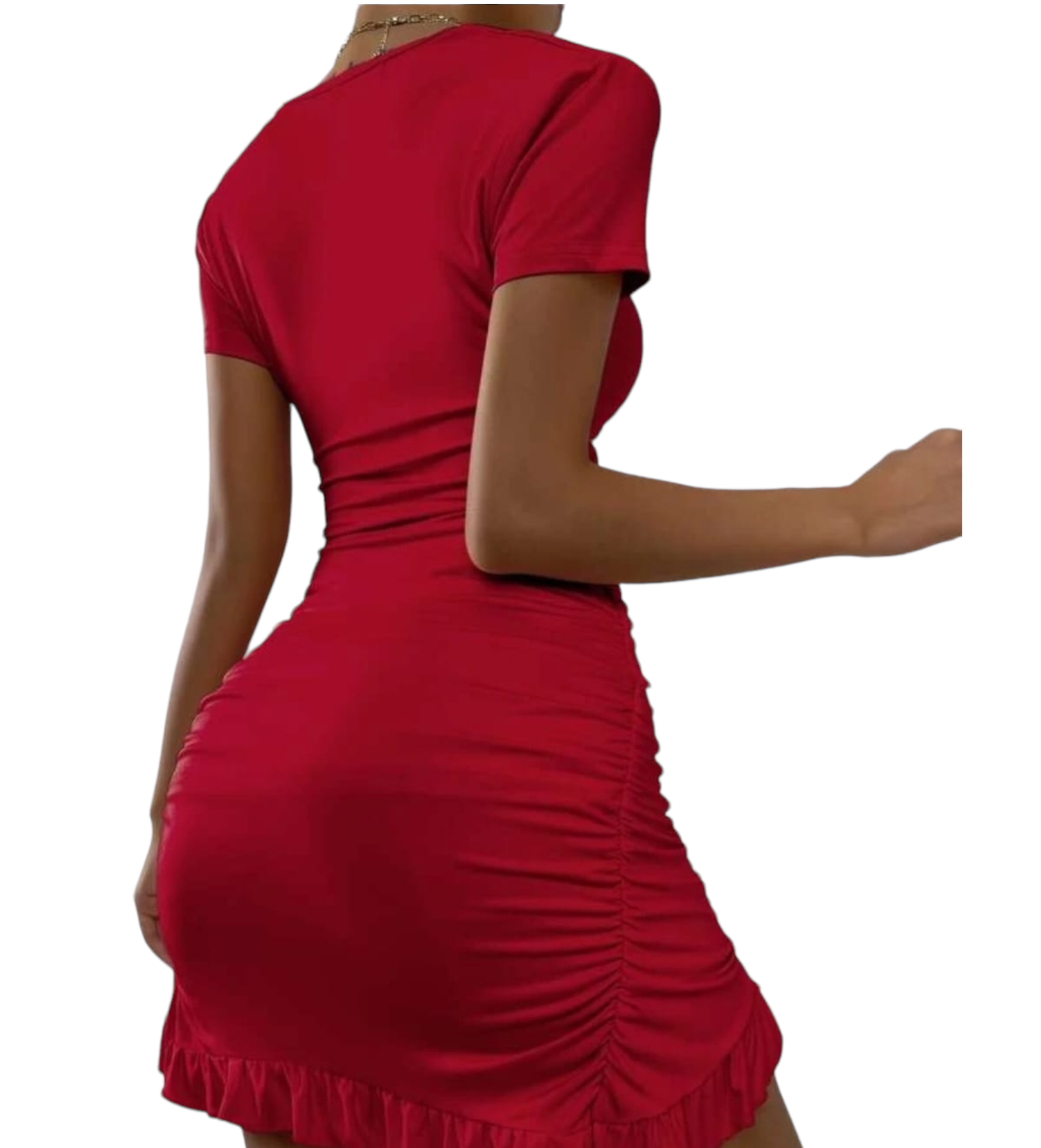 cutout Front Ruffle Trim Wrap hem dress