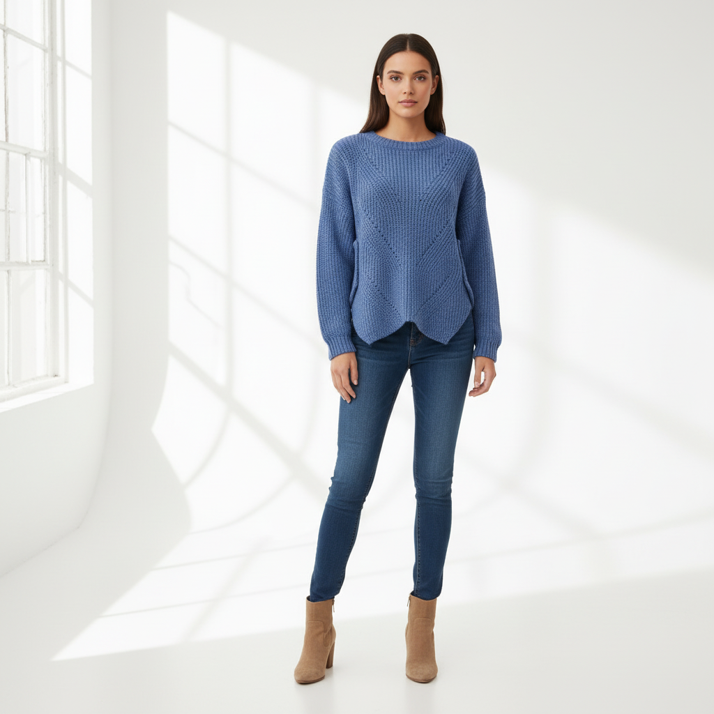 Womens Sweaters  Crewneck Cute Elegant Soft Long Sleeve Hollow Cable Knit Pullover Tops