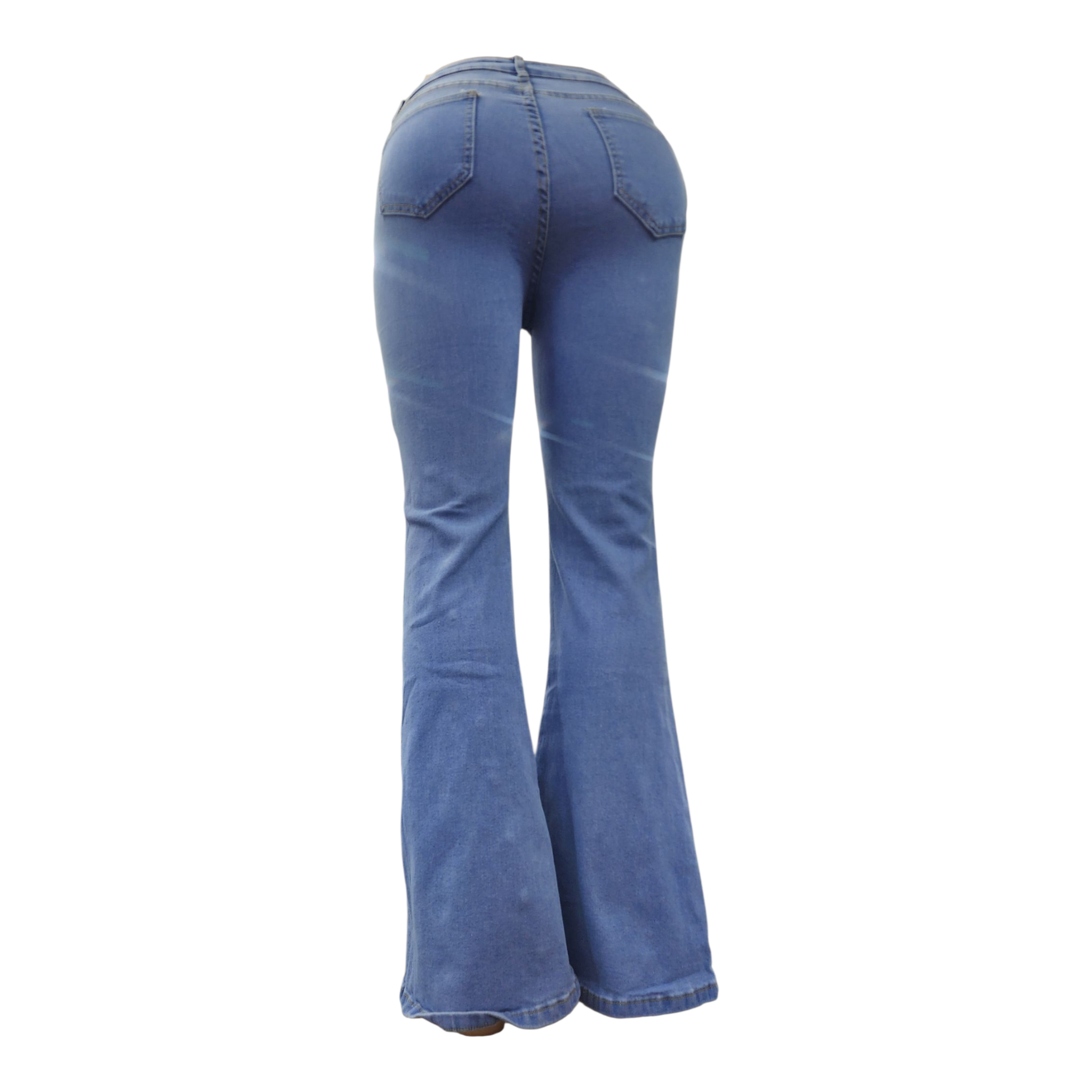 Women's Straight Leg Jeans Stud High Waist Casual Stretch Denim Pants