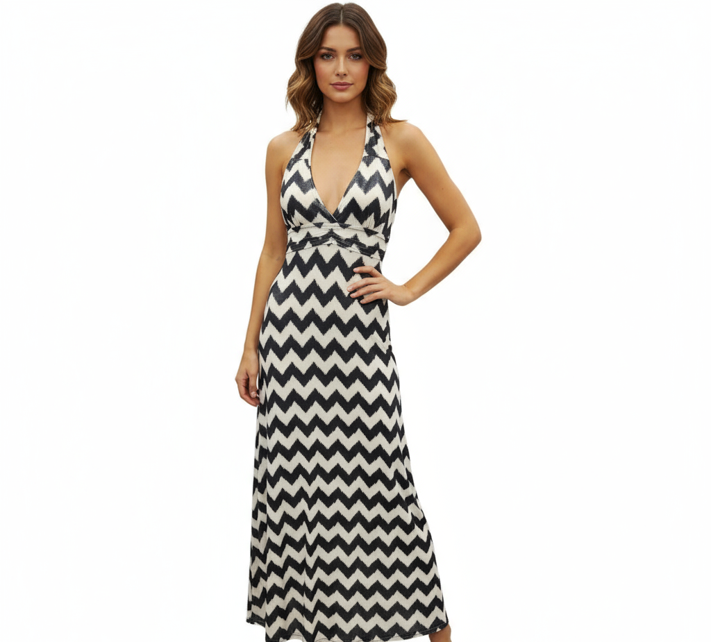 Long black and white dress