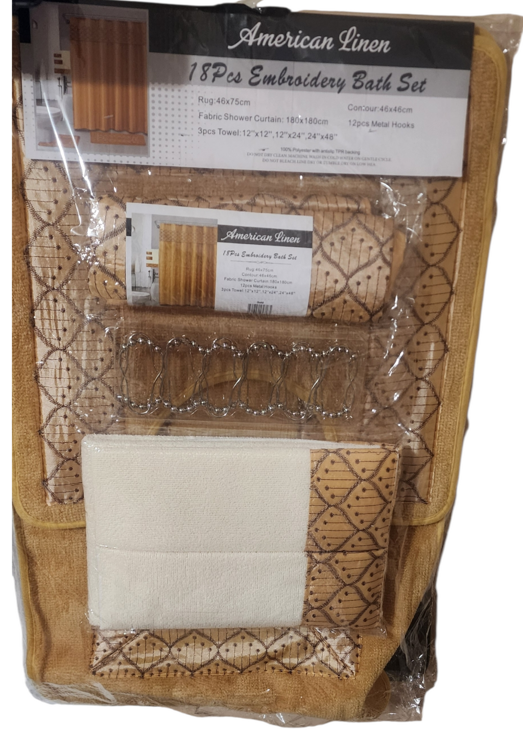 18pcs bathroom washroom set waterproof shower curtain bath set toilet lid cover rug set